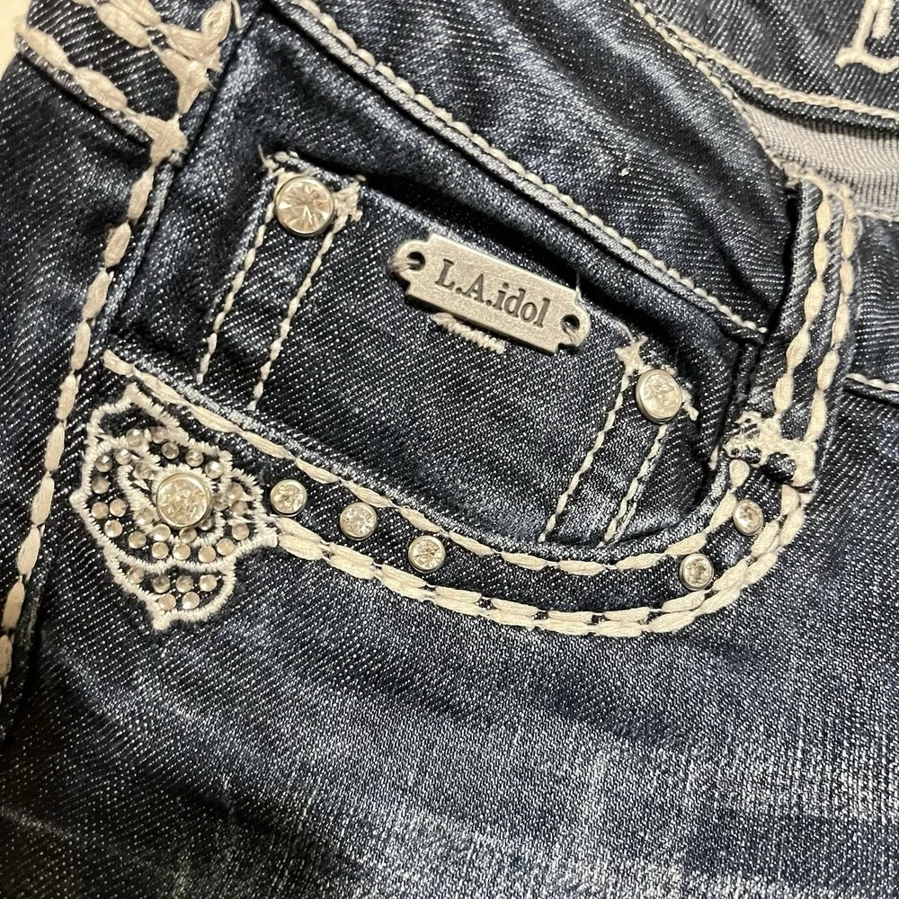 L.A. Idol USA Embellished Large Stitch Jeans Size 7 Women's 30 W 31.5Inseam NWOT